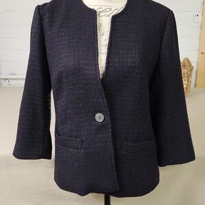 Coldwater Creek Black and Purple Textured Jacket SZ 8